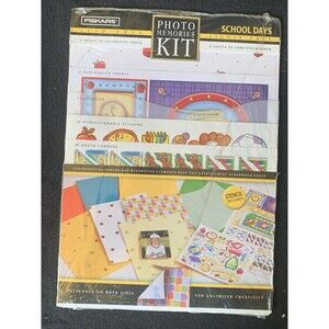 NIP Fiskars Photo Memories Kit School Days W/ Paper Frames Stencils Stickers NEW